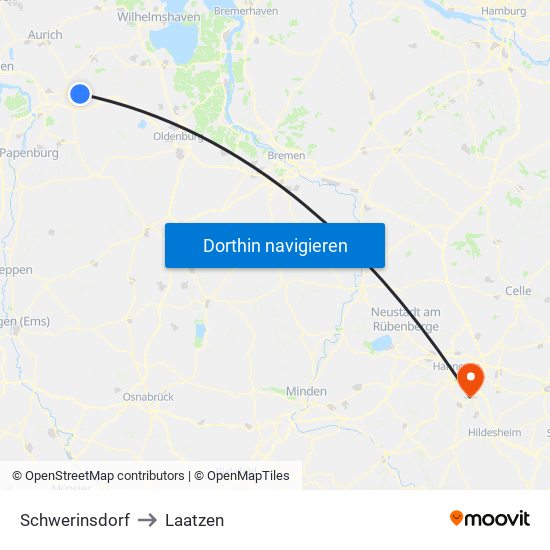 Schwerinsdorf to Laatzen map