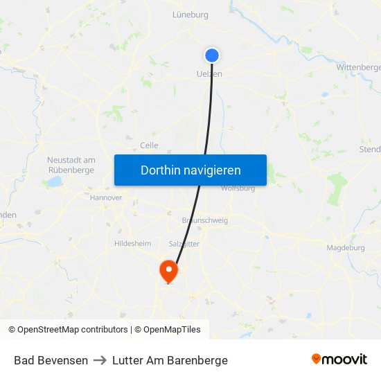 Bad Bevensen to Lutter Am Barenberge map