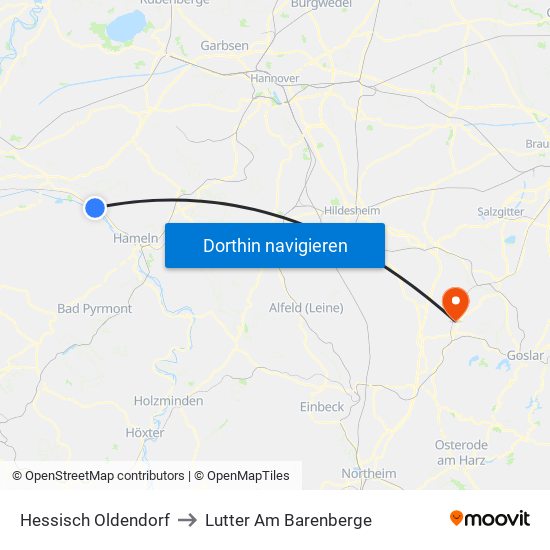 Hessisch Oldendorf to Lutter Am Barenberge map