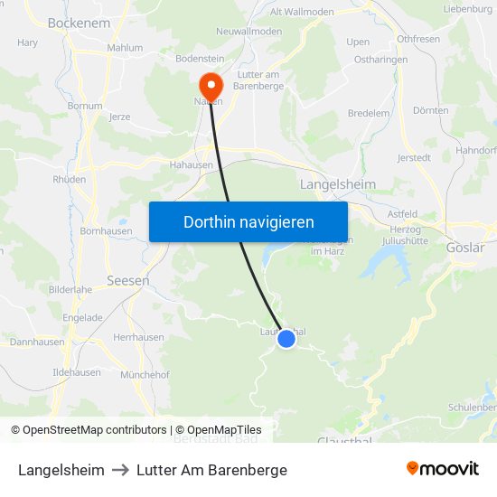 Langelsheim to Lutter Am Barenberge map