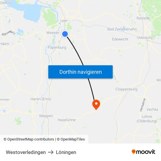 Westoverledingen to Löningen map