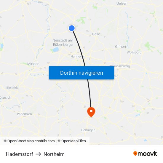 Hademstorf to Northeim map