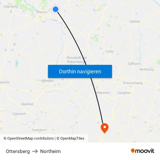 Ottersberg to Northeim map