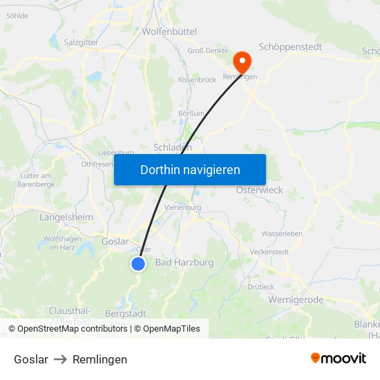 Goslar to Remlingen map