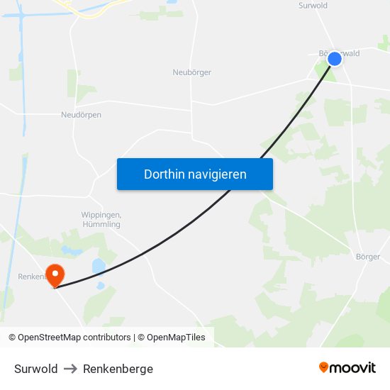 Surwold to Renkenberge map