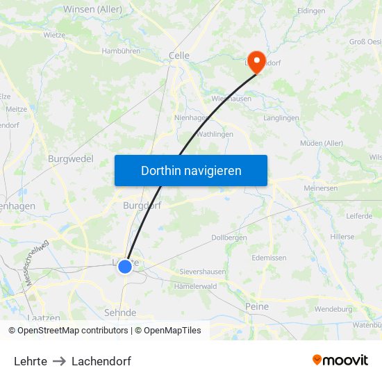 Lehrte to Lachendorf map