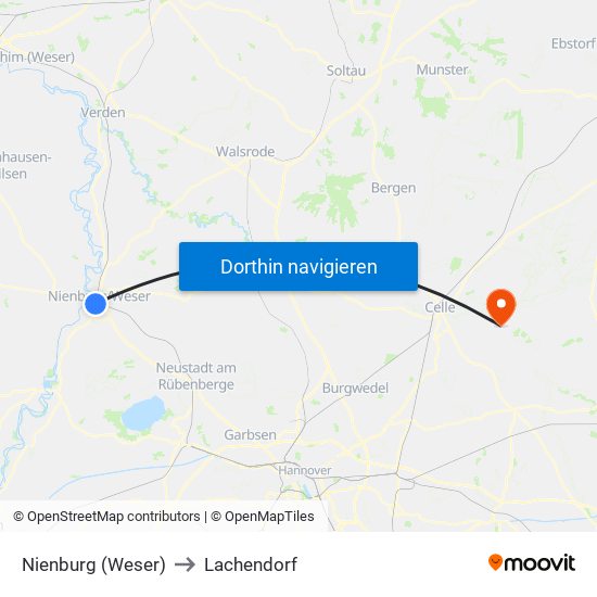 Nienburg (Weser) to Lachendorf map