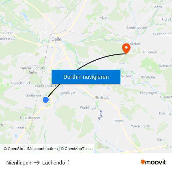 Nienhagen to Lachendorf map