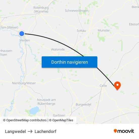 Langwedel to Lachendorf map