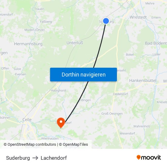 Suderburg to Lachendorf map