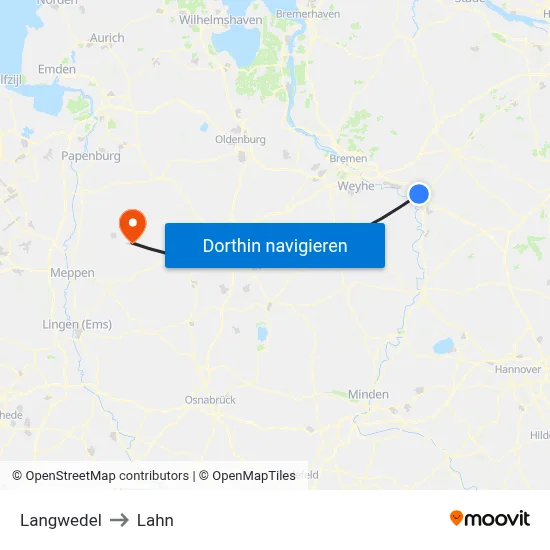 Langwedel to Lahn map