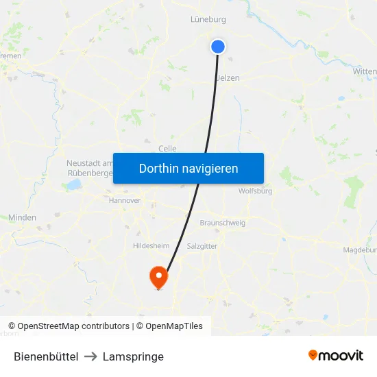 Bienenbüttel to Lamspringe map