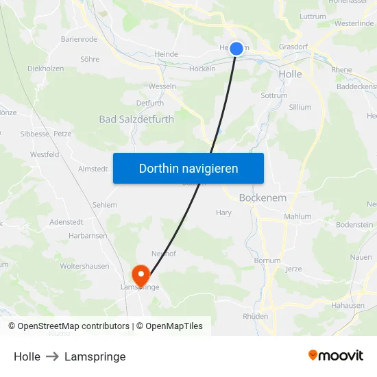 Holle to Lamspringe map