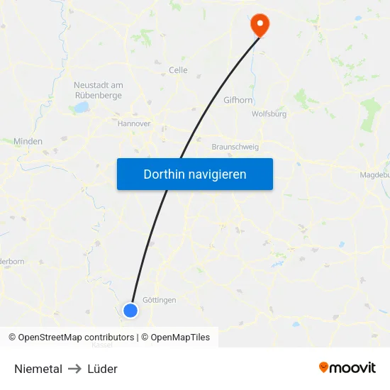 Niemetal to Lüder map