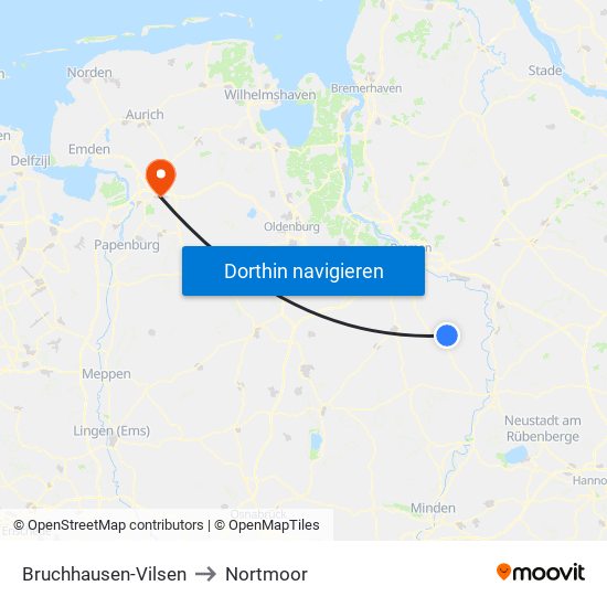 Bruchhausen-Vilsen to Nortmoor map