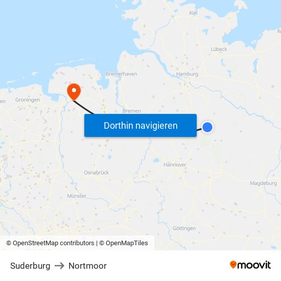 Suderburg to Nortmoor map