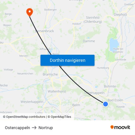 Ostercappeln to Nortrup map