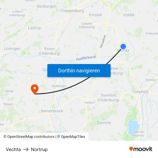 Vechta to Nortrup map