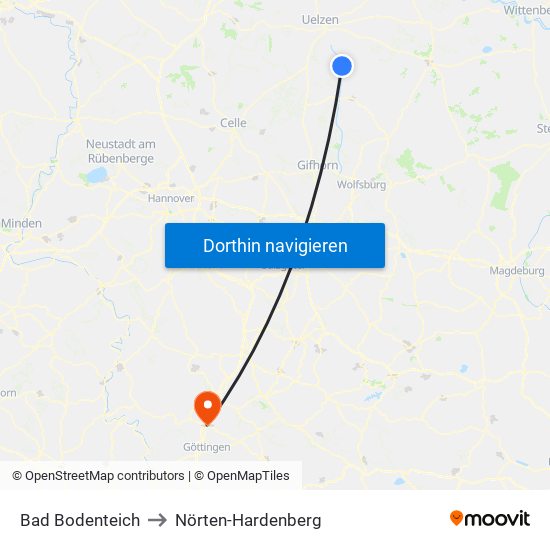 Bad Bodenteich to Nörten-Hardenberg map