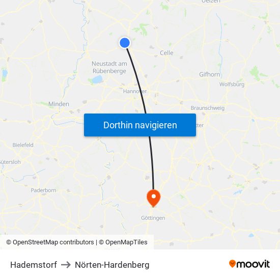 Hademstorf to Nörten-Hardenberg map