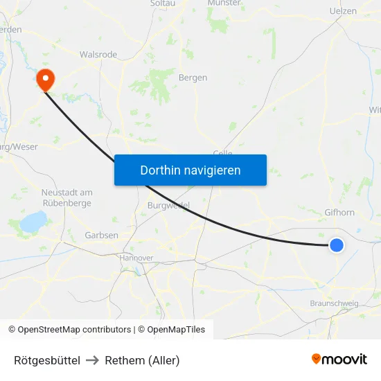 Rötgesbüttel to Rethem (Aller) map