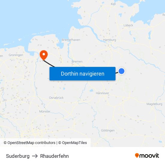 Suderburg to Rhauderfehn map