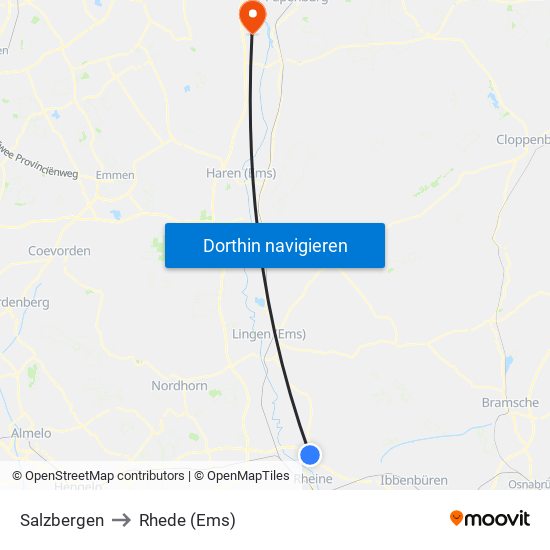 Salzbergen to Rhede (Ems) map