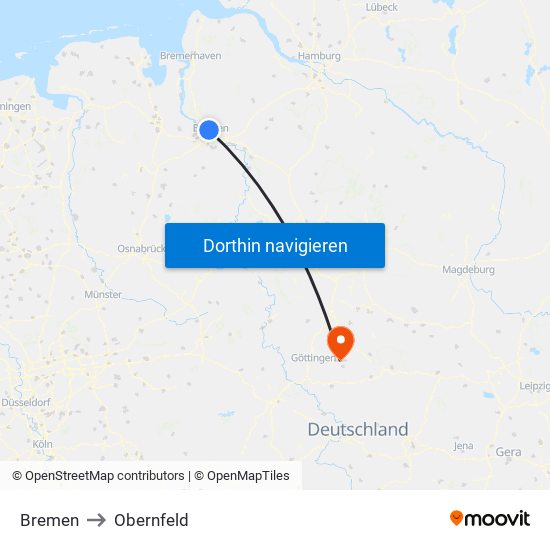 Bremen to Obernfeld map