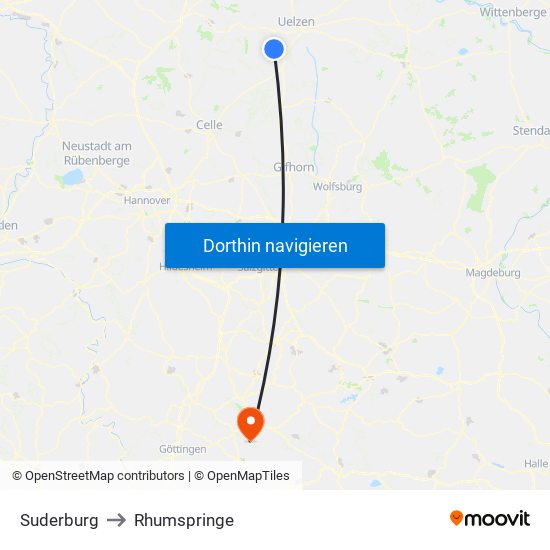 Suderburg to Rhumspringe map