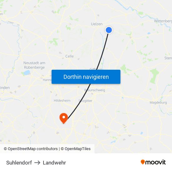 Suhlendorf to Landwehr map