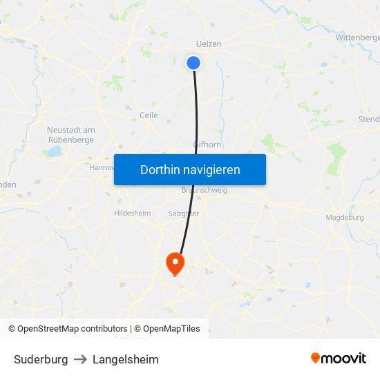 Suderburg to Langelsheim map
