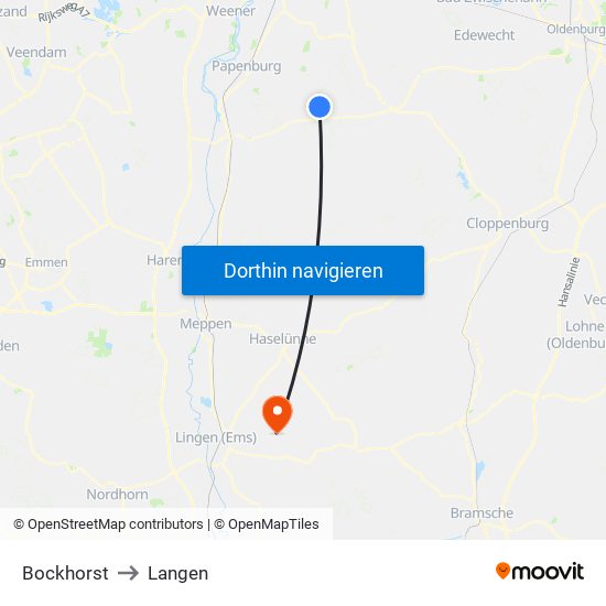 Bockhorst to Langen map