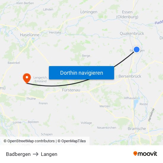 Badbergen to Langen map