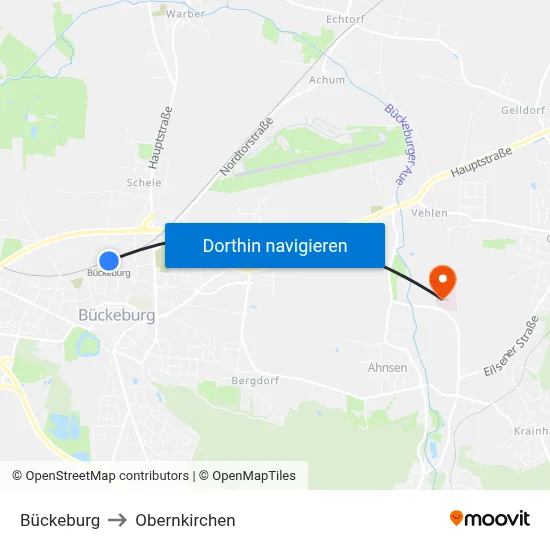 Bückeburg to Obernkirchen map