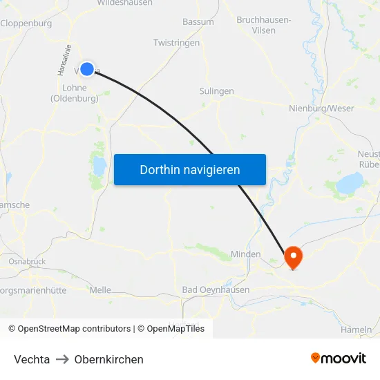 Vechta to Obernkirchen map