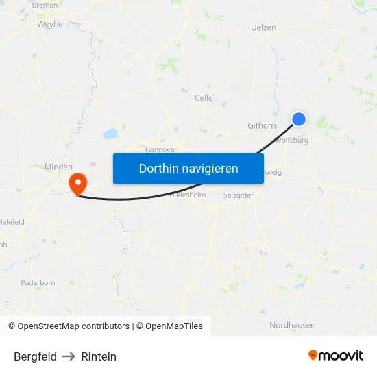 Bergfeld to Rinteln map