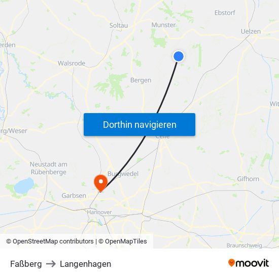 Faßberg to Langenhagen map