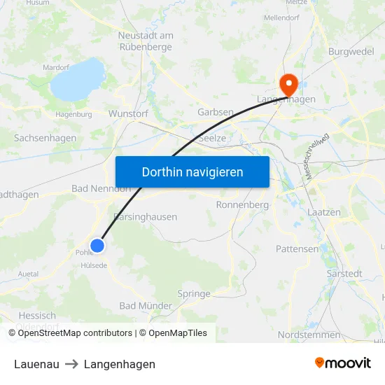 Lauenau to Langenhagen map
