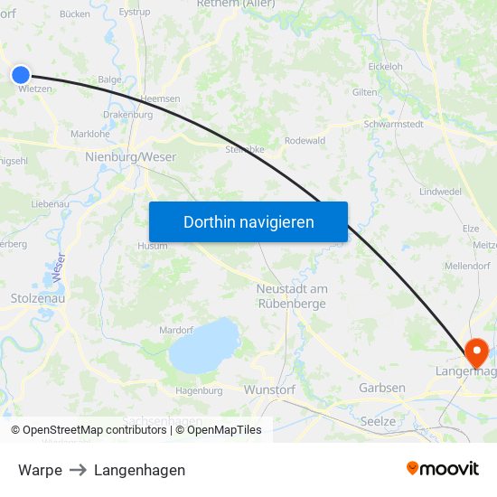 Warpe to Langenhagen map