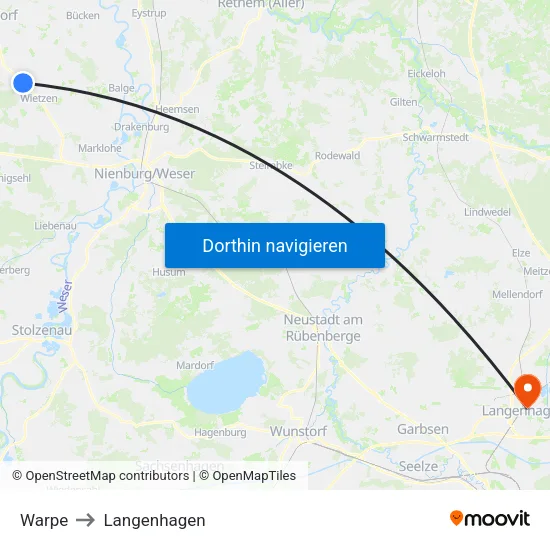 Warpe to Langenhagen map