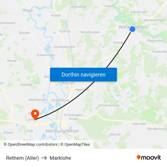 Rethem (Aller) to Marklohe map