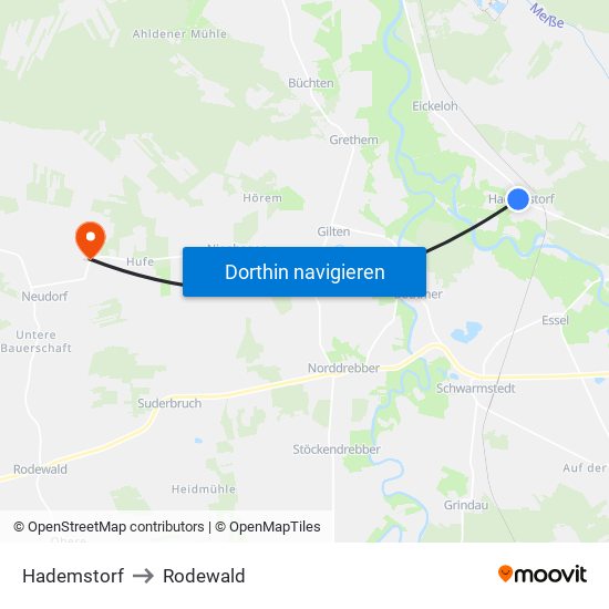 Hademstorf to Rodewald map