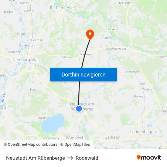 Neustadt Am Rübenberge to Rodewald map