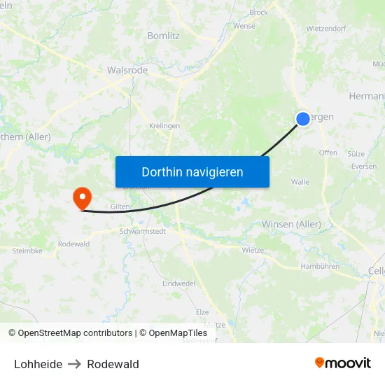 Lohheide to Rodewald map