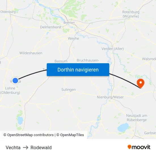 Vechta to Rodewald map