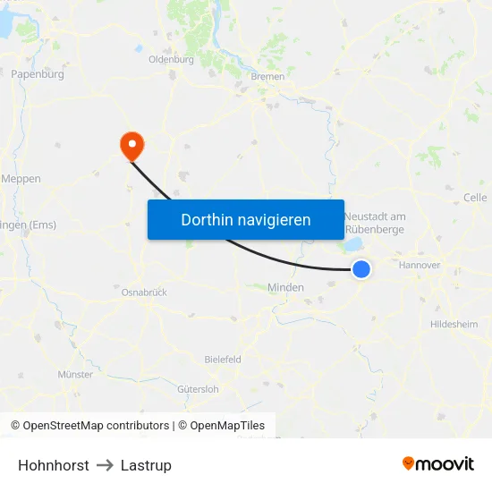 Hohnhorst to Lastrup map
