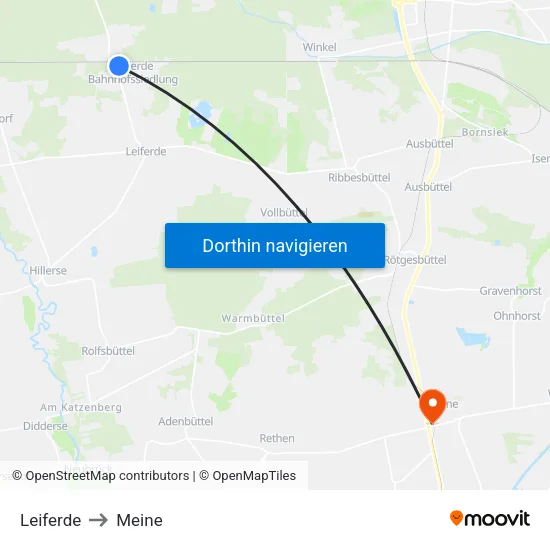 Leiferde to Meine map