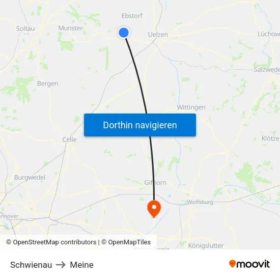 Schwienau to Meine map