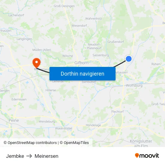 Jembke to Meinersen map
