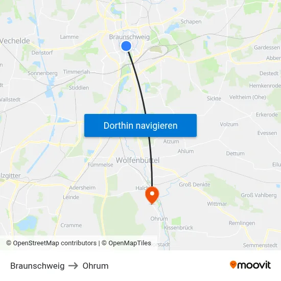 Braunschweig to Ohrum map